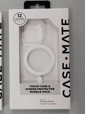 Case-mate Clear Tough MagSafe Case with Glass Protector Bundle for Iphone 16 Pro